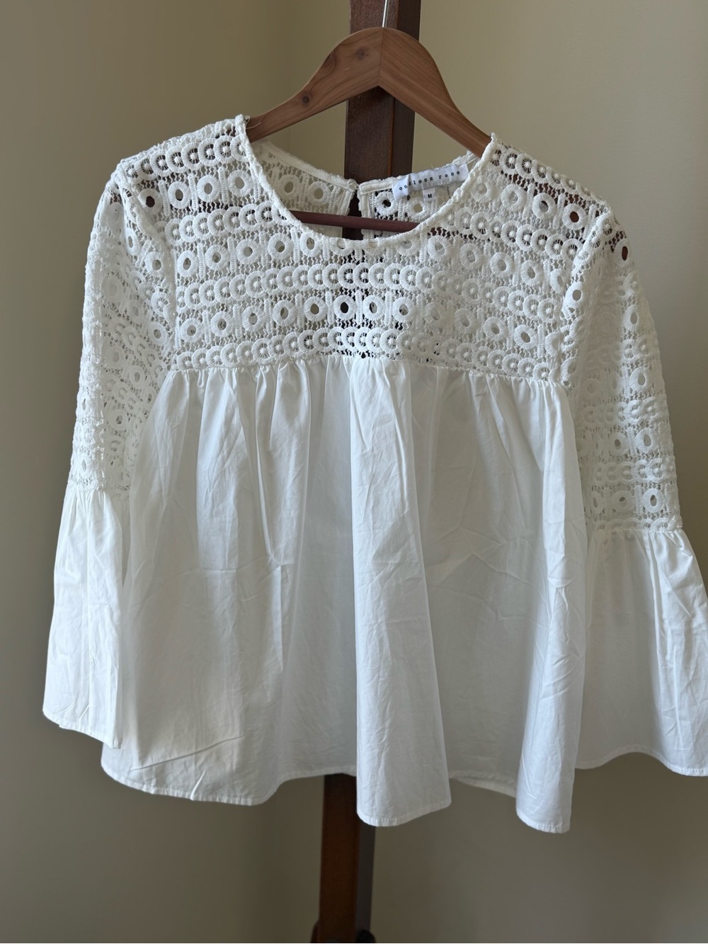Endless Rose White Crochet Yoke Peasant Blouse
